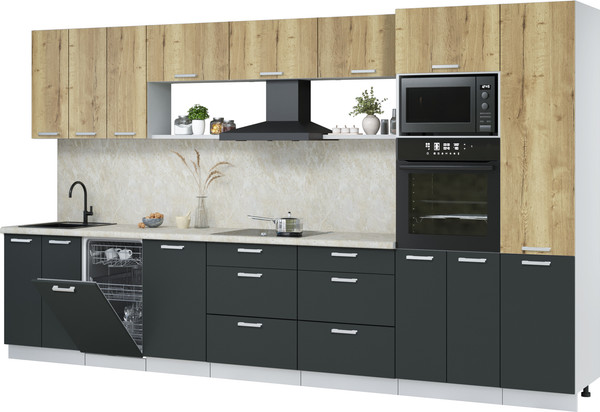 Кухонный гарнитур Интерлиния Мила Лайт 3.7-ПМ3  - фото