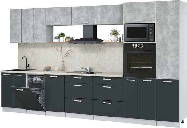 Кухонный гарнитур Интерлиния Мила Лайт 3.7-ПМ3  - фото