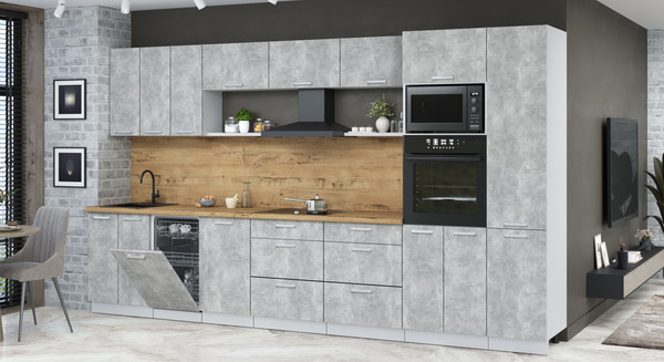 Кухонный гарнитур Интерлиния Мила Лайт 3.7-ПМ3 