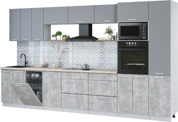 Кухонный гарнитур Интерлиния Мила Лайт 3.7-ПМ3  - фото