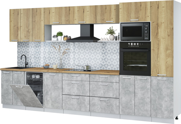 Кухонный гарнитур Интерлиния Мила Лайт 3.7-ПМ3  - фото