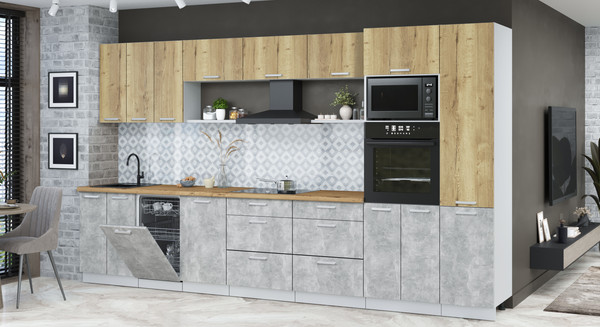 Кухонный гарнитур Интерлиния Мила Лайт 3.7-ПМ3 