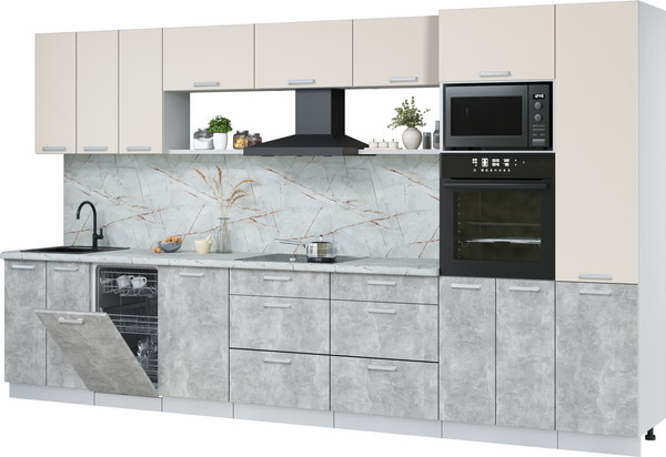 Кухонный гарнитур Интерлиния Мила Лайт 3.7-ПМ3  - фото