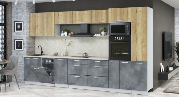 Кухонный гарнитур Интерлиния Мила Лайт 3.7-ПМ3