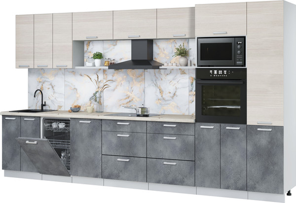 Кухонный гарнитур Интерлиния Мила Лайт 3.7-ПМ3 - фото