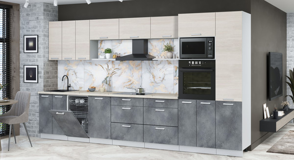 Кухонный гарнитур Интерлиния Мила Лайт 3.7-ПМ3