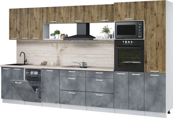 Кухонный гарнитур Интерлиния Мила Лайт 3.7-ПМ3 - фото