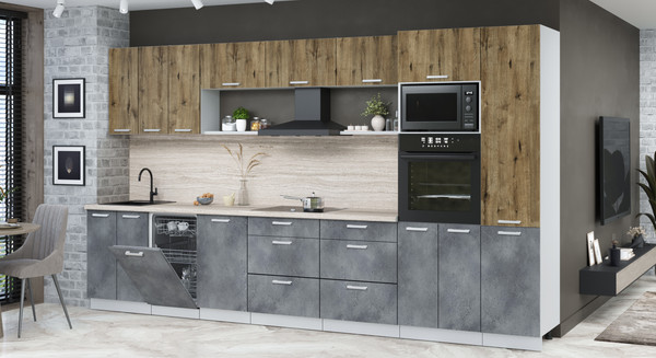 Кухонный гарнитур Интерлиния Мила Лайт 3.7-ПМ3