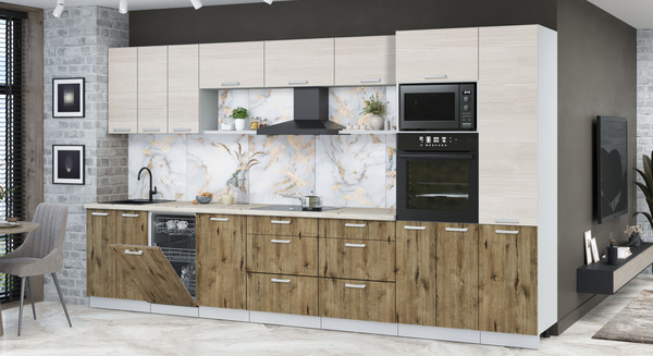 Кухонный гарнитур Интерлиния Мила Лайт 3.7-ПМ3