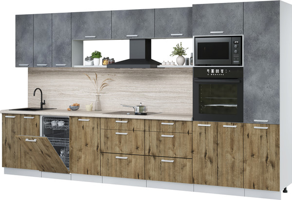 Кухонный гарнитур Интерлиния Мила Лайт 3.7-ПМ3 - фото