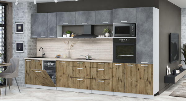 Кухонный гарнитур Интерлиния Мила Лайт 3.7-ПМ3