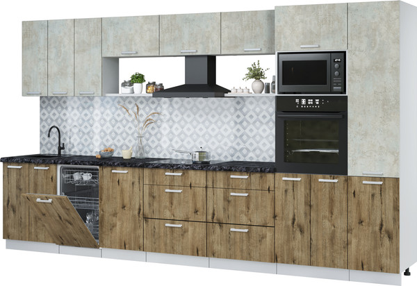 Кухонный гарнитур Интерлиния Мила Лайт 3.7-ПМ3 - фото