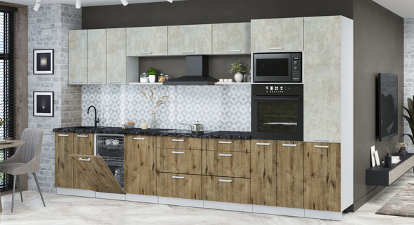 Кухонный гарнитур Интерлиния Мила Лайт 3.7-ПМ3