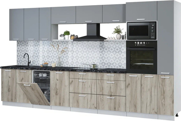 Кухонный гарнитур Интерлиния Мила Лайт 3.8-ПМ3 - фото