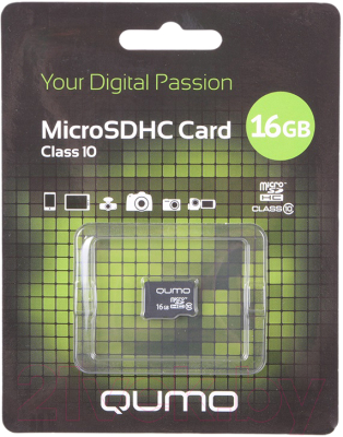 Карта памяти Qumo microSDHC (Class 10) 16GB (QM16GMICSDHC10NA)