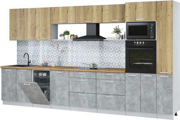 Кухонный гарнитур Интерлиния Мила Лайт 3.8-ПМ3 - фото