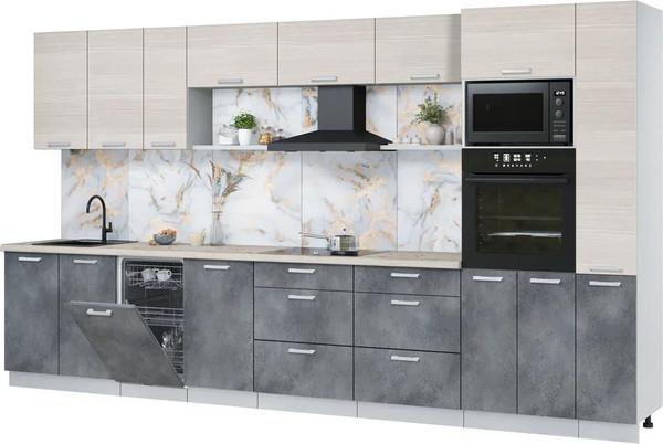 Кухонный гарнитур Интерлиния Мила Лайт 3.8-ПМ3 - фото