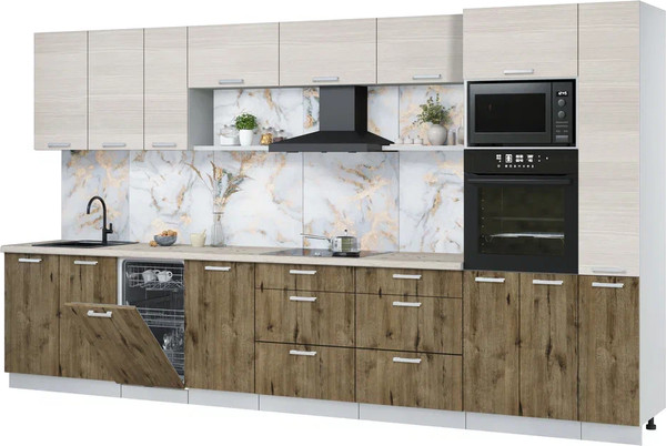 Кухонный гарнитур Интерлиния Мила Лайт 3.8-ПМ3 - фото