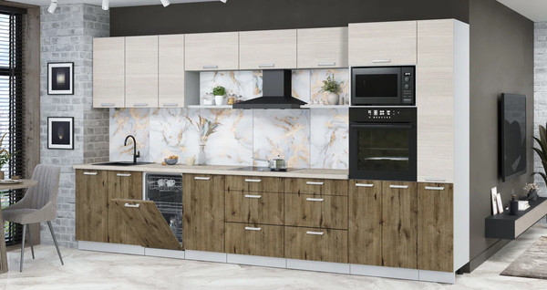 Кухонный гарнитур Интерлиния Мила Лайт 3.8-ПМ3