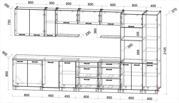 Кухонный гарнитур Интерлиния Мила Лайт 3.9-ПМ3 