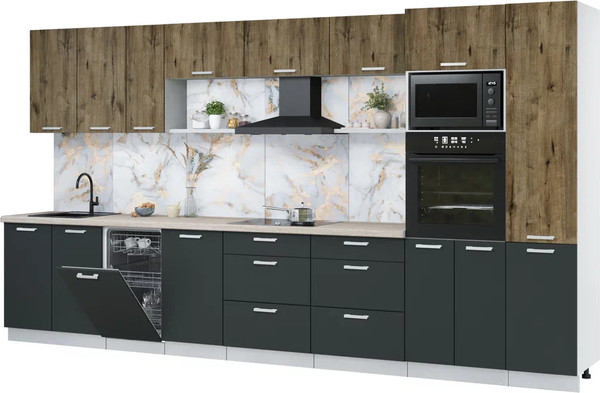 Кухонный гарнитур Интерлиния Мила Лайт 3.9-ПМ3 - фото