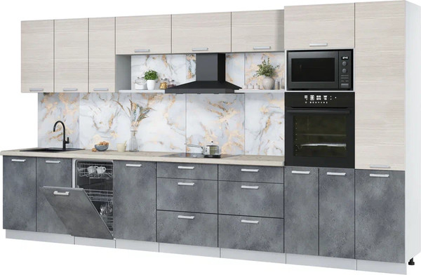 Кухонный гарнитур Интерлиния Мила Лайт 3.9-ПМ3 - фото