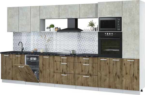 Кухонный гарнитур Интерлиния Мила Лайт 3.9-ПМ3 - фото