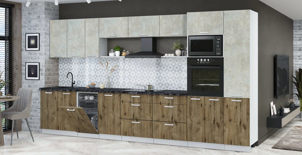 Кухонный гарнитур Интерлиния Мила Лайт 3.9-ПМ3