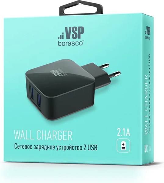 Адаптер питания сетевой BoraSCO 2USB 2.1А / 20648