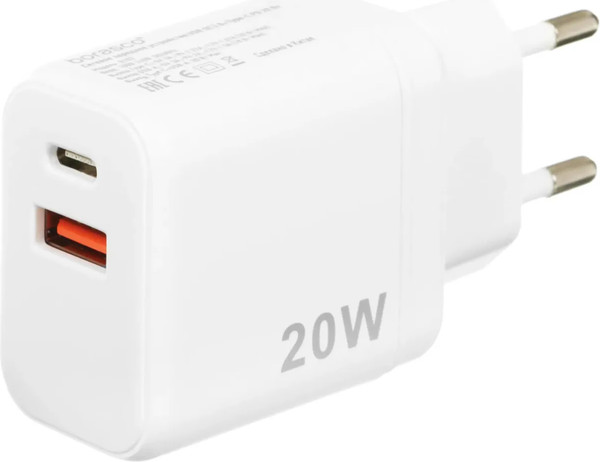 Адаптер питания сетевой BoraSCO PD 20W+QC 3.0 20W / 38254 - фото