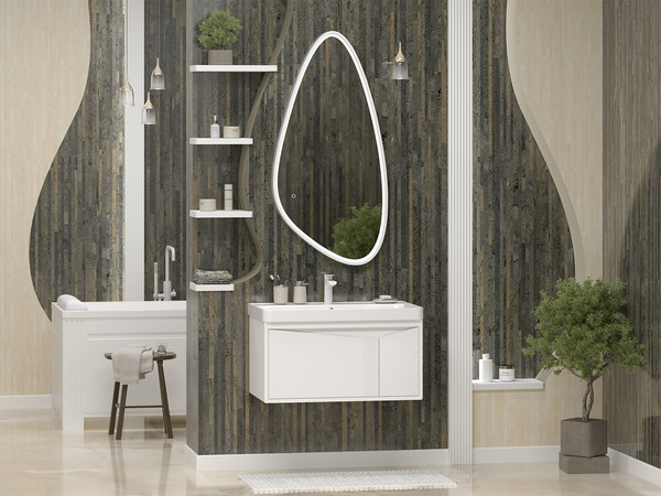Тумба с умывальником Brevita Cascade 80 / CAS-09080-011Я+RCW-141880WH - фото
