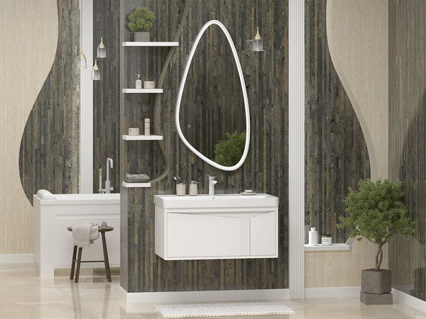 Тумба с умывальником Brevita Cascade 90 / CAS-09090-011Я+RCW-141890WH - фото
