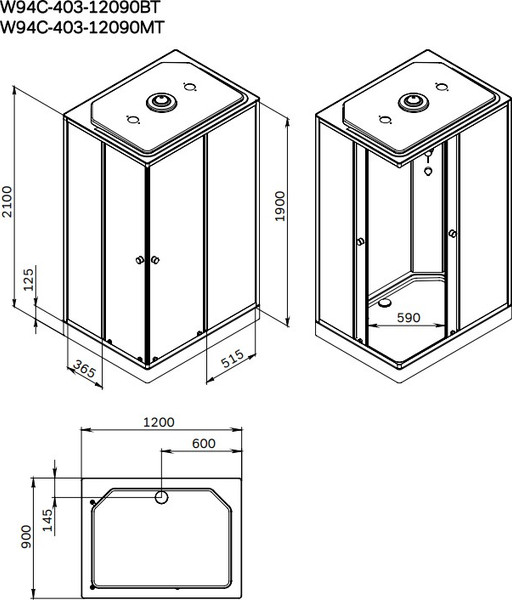 Душевая кабина AM.PM X-Joy 120x90 / W94C-403-12090BT