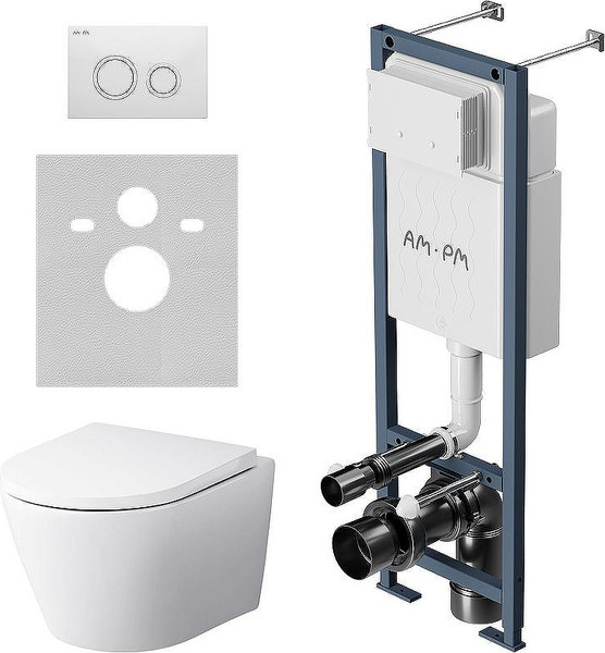 Унитаз подвесной с инсталляцией AM.PM ErgoFit Sense FlashClean IS110101.741701 - фото