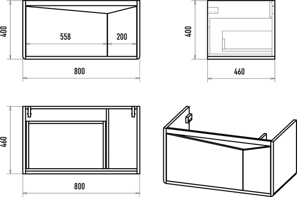 Тумба под умывальник Brevita Cascade 80 / CAS-09080-011Я