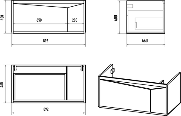 Тумба под умывальник Brevita Cascade 90 / CAS-09090-011Я