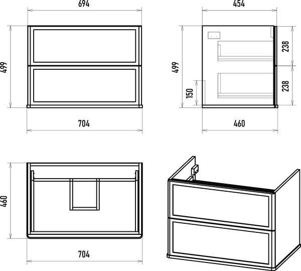 Тумба под умывальник Brevita Verde 70 / Ver-09070-0102Я