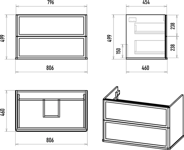 Тумба под умывальник Brevita Verde 80 / Ver-09080-0102Я