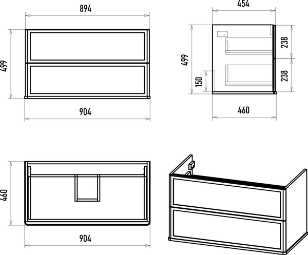 Тумба под умывальник Brevita Verde 90 / Ver-09090-0102Я