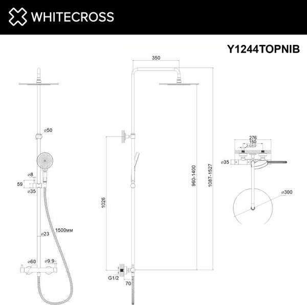 Душевая система со смесителем Whitecross Y1244TOPNIB