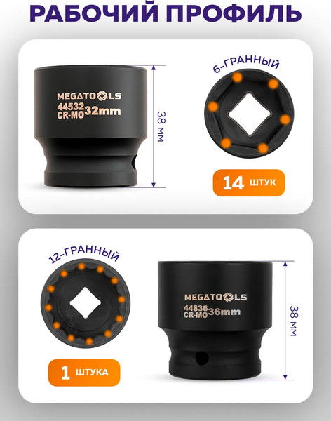 Набор головок слесарных Megatools MT-4177-5MPB