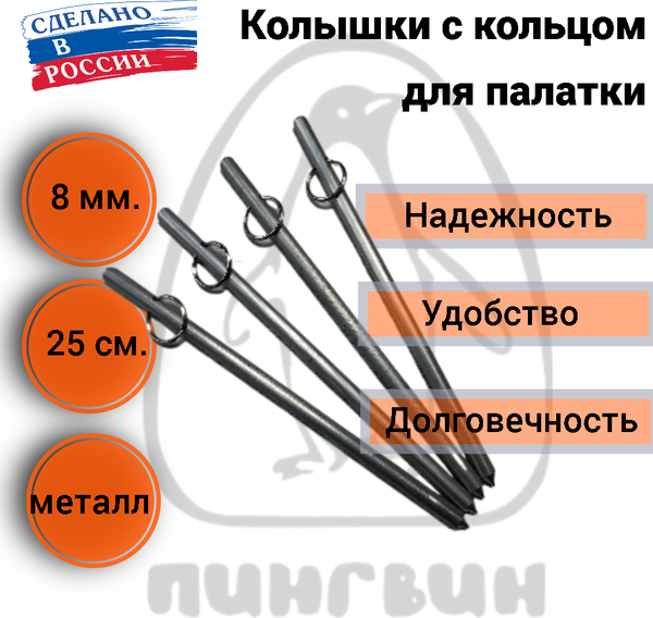 Набор колышков для палатки Пингвин Shelters С кольцом 25812