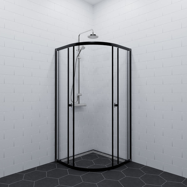 Душевой уголок Saniteco SNT-801 90х90 без поддона (черный/прозрачное стекло)
