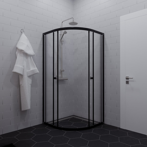Душевой уголок Saniteco SNT-801 90х90 без поддона (черный/прозрачное стекло)