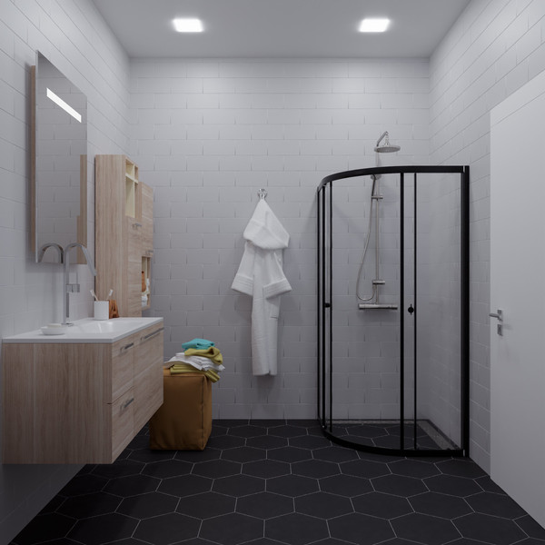 Душевой уголок Saniteco SNT-801 90х90 без поддона (черный/прозрачное стекло)