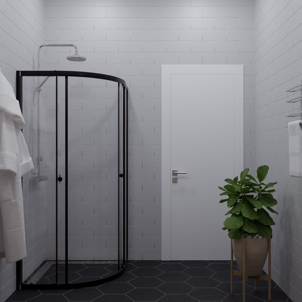 Душевой уголок Saniteco SNT-801 90х90 без поддона (черный/прозрачное стекло)