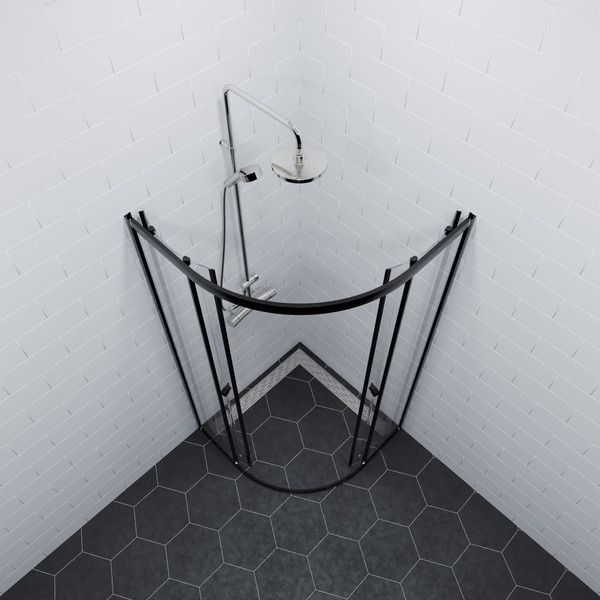 Душевой уголок Saniteco SNT-801 90х90 без поддона (черный/прозрачное стекло)