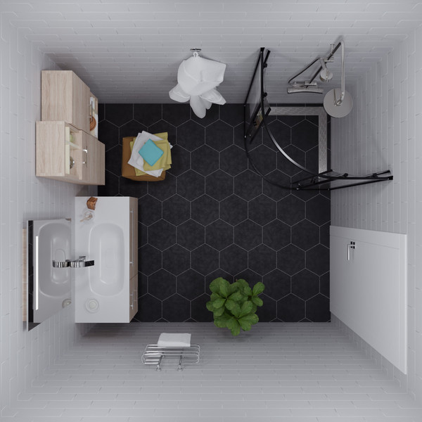 Душевой уголок Saniteco SNT-801 90х90 без поддона (черный/прозрачное стекло)