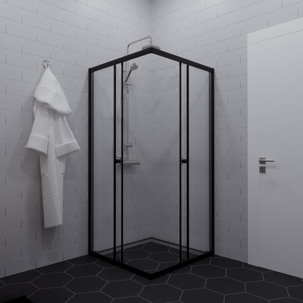 Душевой уголок Saniteco SNT-802 Cube 90х90 без поддона (черный/прозрачное стекло)