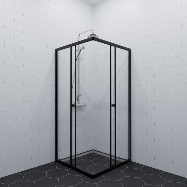Душевой уголок Saniteco SNT-802 Cube 90х90 без поддона (черный/прозрачное стекло)